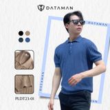 Áo POLO nam ngắn tay dệt kim DATAMAN, họa tiết xương cá, vải cotton chải kĩ mềm mịn, không bai xù
