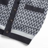 Áo CARDIGAN nam dáng rộng DATAMAN kẻ sóng vintage, 2 túi, chất len Acrylic giả cashmere mềm mại - DT22-22