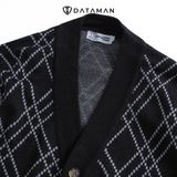 Áo CARDIGAN Unisex DATAMAN dáng rộng họa tiết kẻ chéo, 2 túi, chất len Acrylic giả cashmere mềm mại - DT22-21