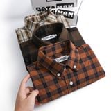 Áo sơ mi nam dài tay caro xanh cam DATAMAN, 2 túi ngực - SMDT22-03