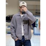 Áo Cardigan nam len đan form rộng cổ bẻ chất len dày dặn không bai xù - DATAMAN - 607