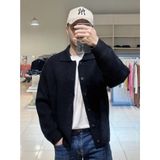 Áo Cardigan nam len đan form rộng cổ bẻ chất len dày dặn không bai xù - DATAMAN - 607