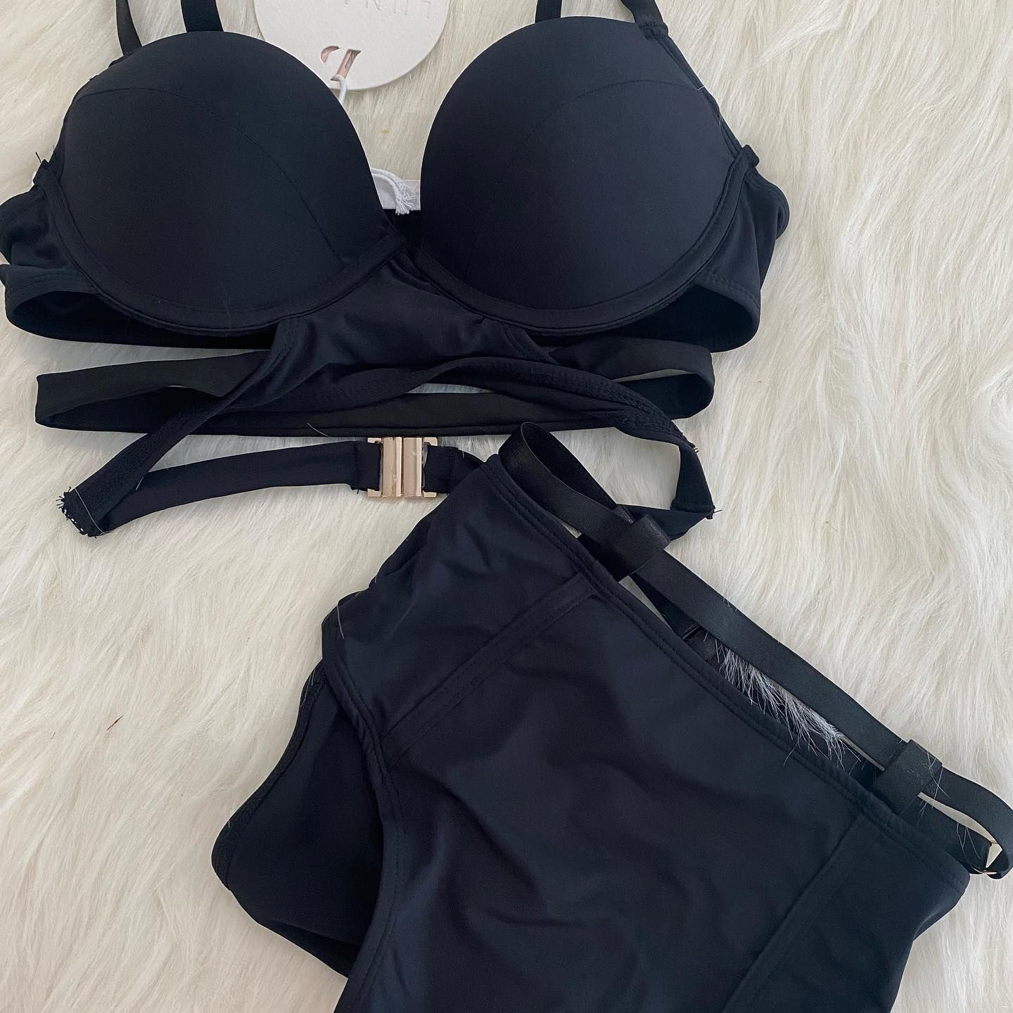 Alice Top Recycled BLack & Alice High Waist Bottoms Recycled BLACK
