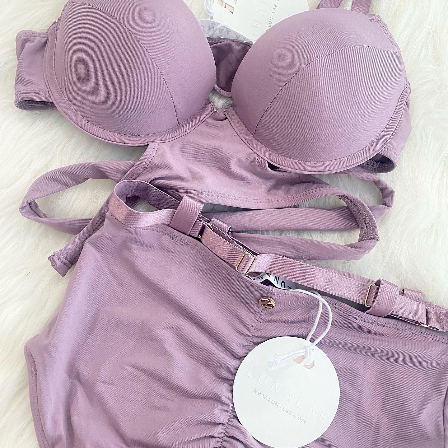 Alice Top Recycled MAUVE & Alice High Waist Bottoms Recycled MAUVE
