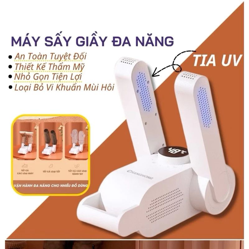 Máy Sấy Giày, Sấy Găng Tay & Tất Shoe Dryer Khử Mùi Cực Nhanh 150W 3 Chiều Xoay 360 Độ Có Tia UV Diệt Khuẩn Nhỏ Gọn