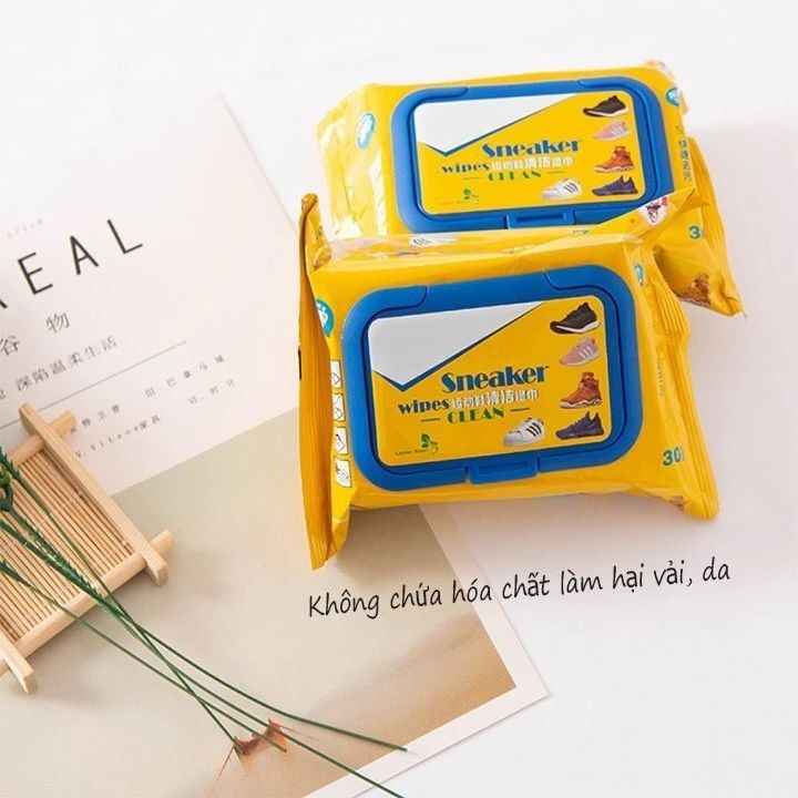 Gói 30 khăn lau giày SNEAKER thể thao, giày da, giày trắng, đế giày