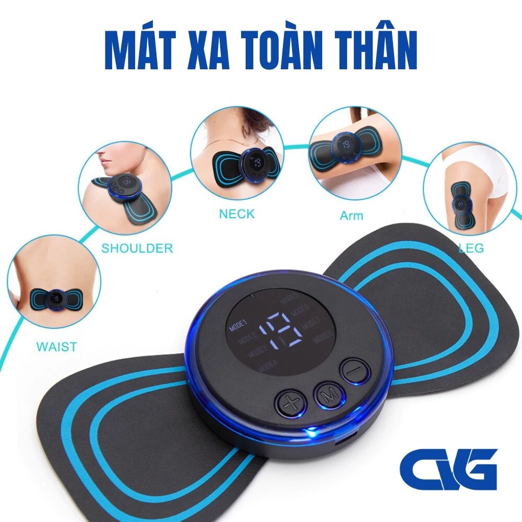 Miếng Dán Massage Xung Điện Mini Toàn Thân 8 Chế Độ - 19 Cường Độ Giảm Đau Nhức Hiệu Quả