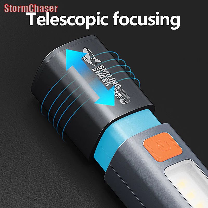 Đèn pin LED Shark XPE siêu sáng có móc, Đèn pin Phượt, Đạp, Leo Núi...