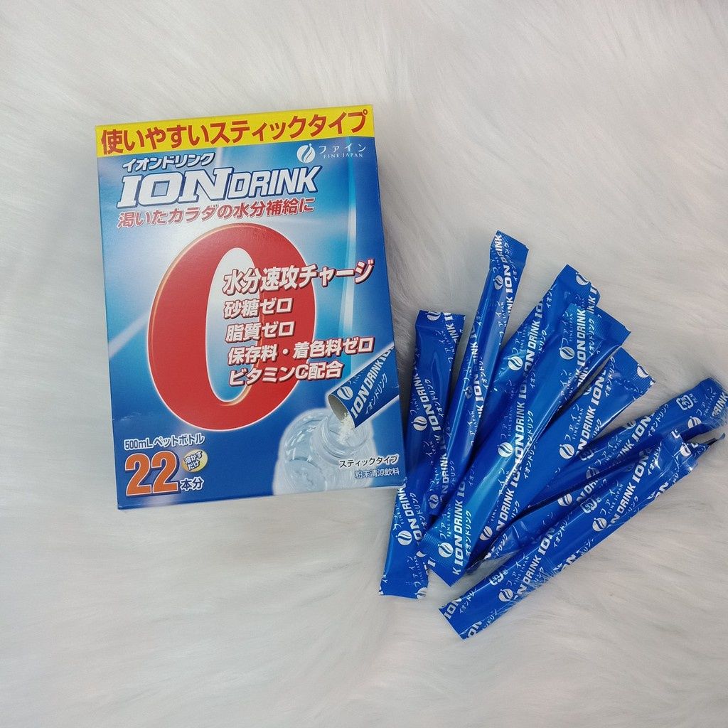 Điện Giải ION DRINK FINE Nhật Bản dành cho Thể Thao, bù nước và khoáng chất, Vitamin (hộp 22 Gói)