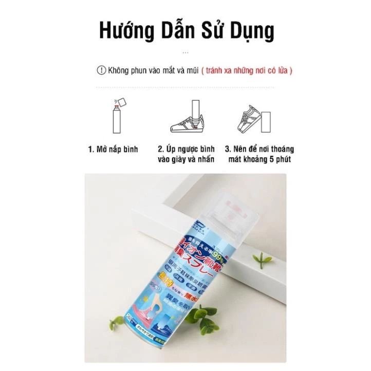Chai xịt Khử Mùi Giày Nano Bạc Diệt Khuẩn Ngăn Ngừa Hôi Chân Lưu Hương 24h Hương Chanh - Đào