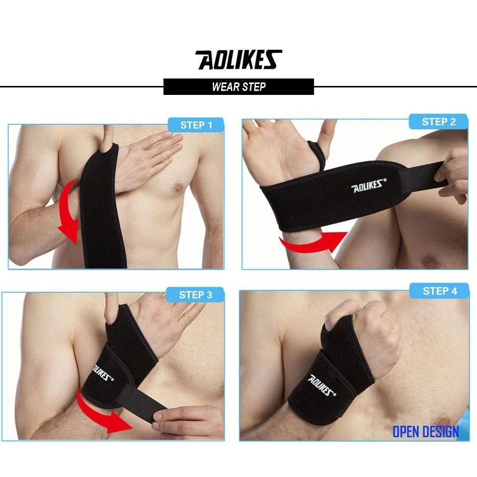 Băng quấn cổ tay AOLIKES, Đai quấn bảo vệ cổ tay hỗ trợ nẹp xương ống khớp cổ tay thể thao.