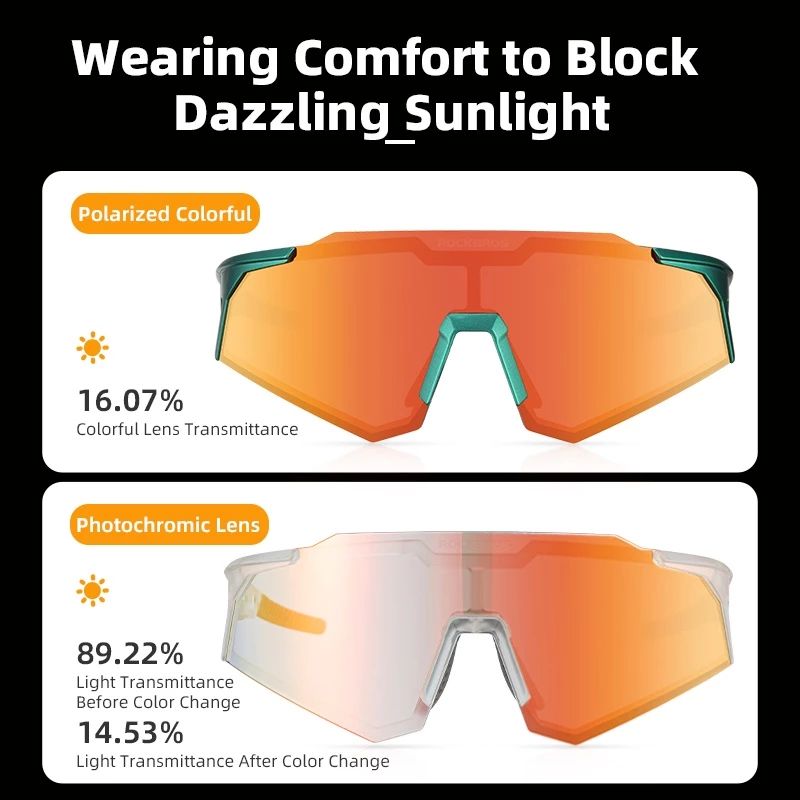 RockBros Kính Mắt Phân Cực Photochromic Thể Thao Chạy Bộ, Đạp Xe, Leo Núi...