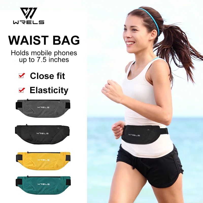 Túi đeo hông chạy bộ WRELS thể thao chống nước, chống sốc, nhẹ có giắc cắm tai nghe