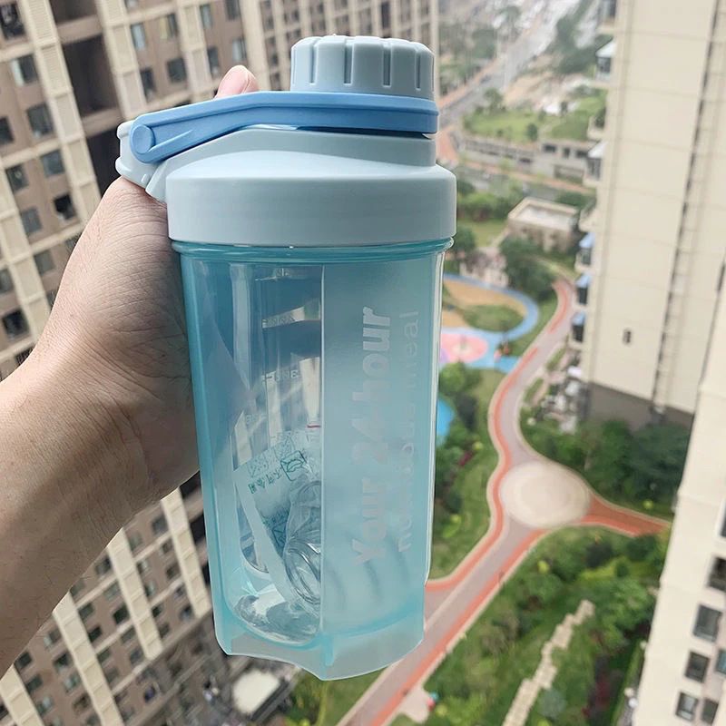Bình Lắc Thể Thao Shaker Nắp Vặn Chống Tràn Có Con Lắc Lò Xo Tiện Lợi 500ml(5 màu)