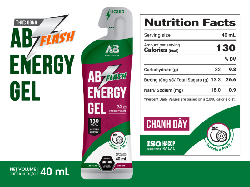Gel Năng Lượng AB Flash Gói 40ml – 130 Kcal