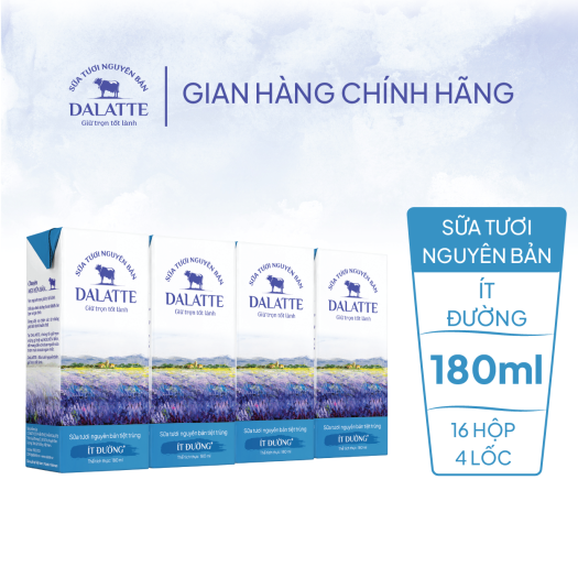 Sữa tươi Nguyên bản Tiệt trùng ít đường 180ML