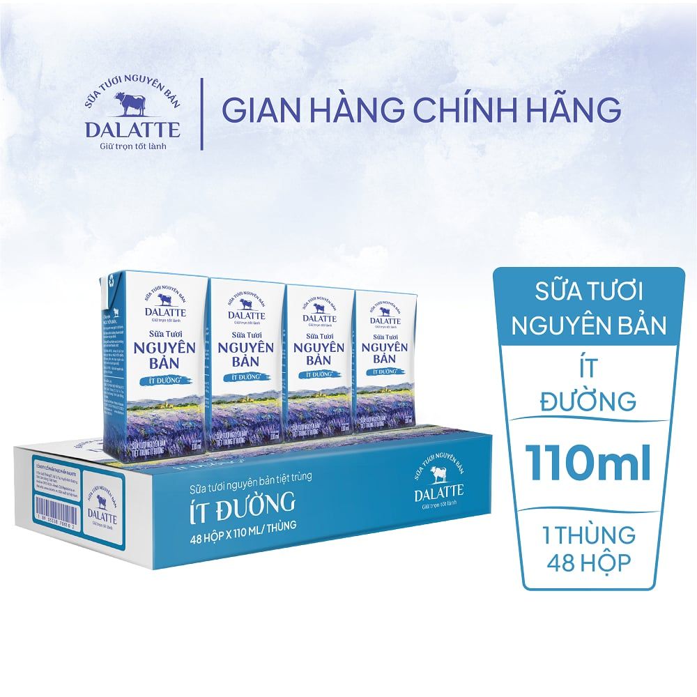 Sữa tươi Nguyên bản Tiệt trùng ít đường 110ML