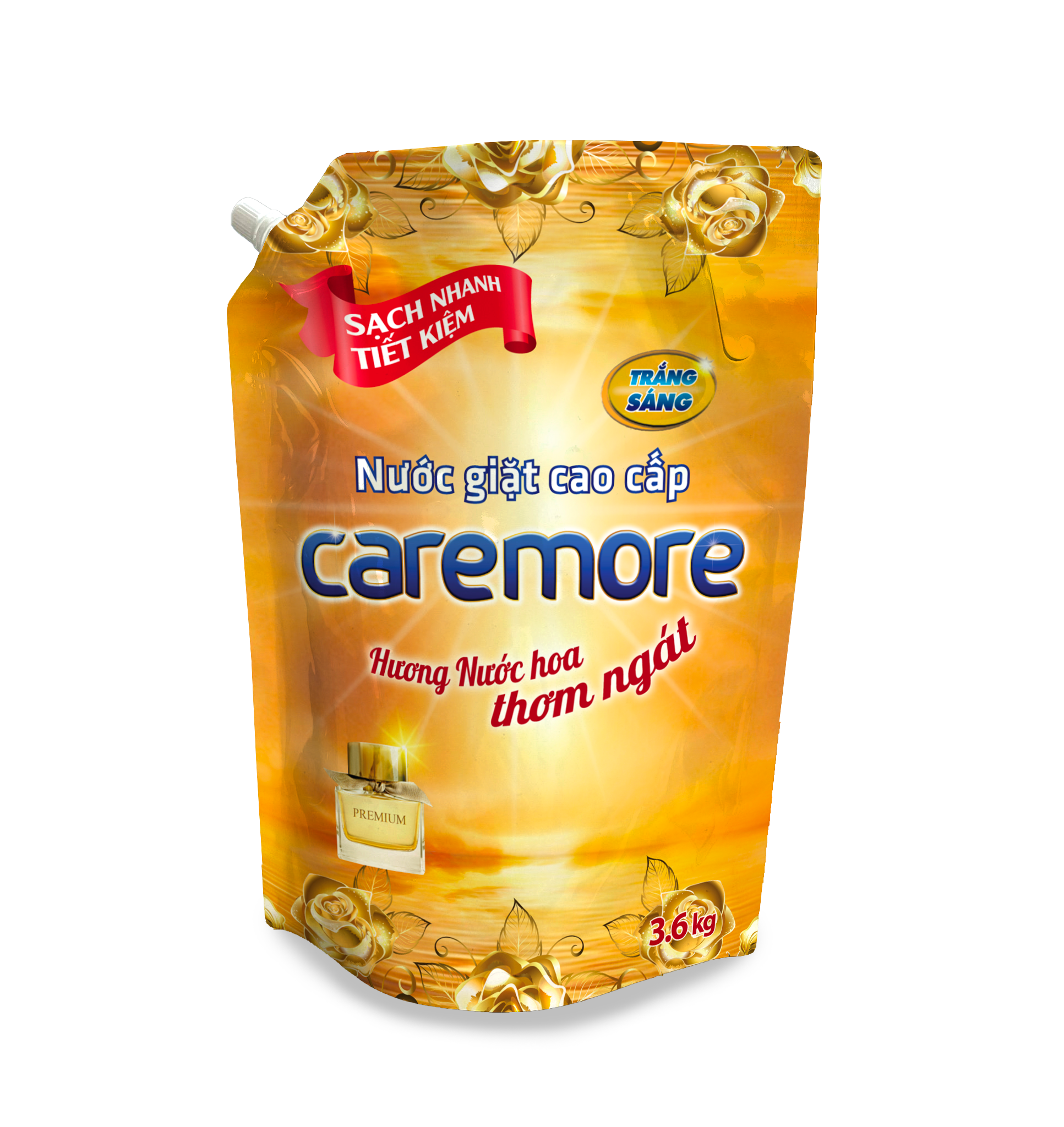 Nước giặt cao cấp Caremore hương nước hoa dạng túi 3,6 kg (4 túi/thùng)