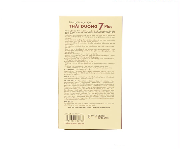 Dầu gội dược liệu Thái Dương 7 Plus (Hộp 01 chai x 250ml, Hoa Phong Lan)