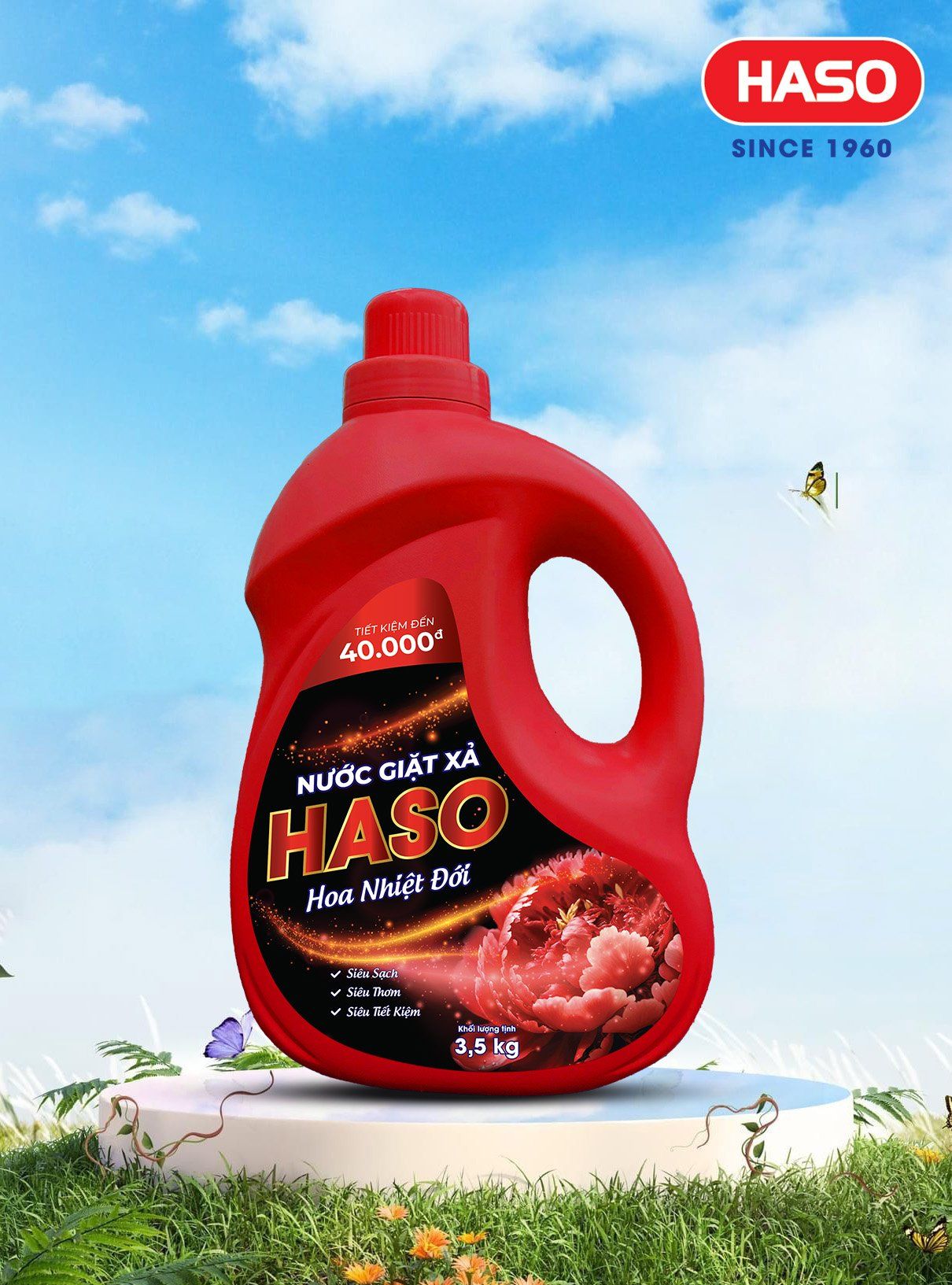 Nước giặt xả Haso hương hoa nhiệt đới 3,5kg