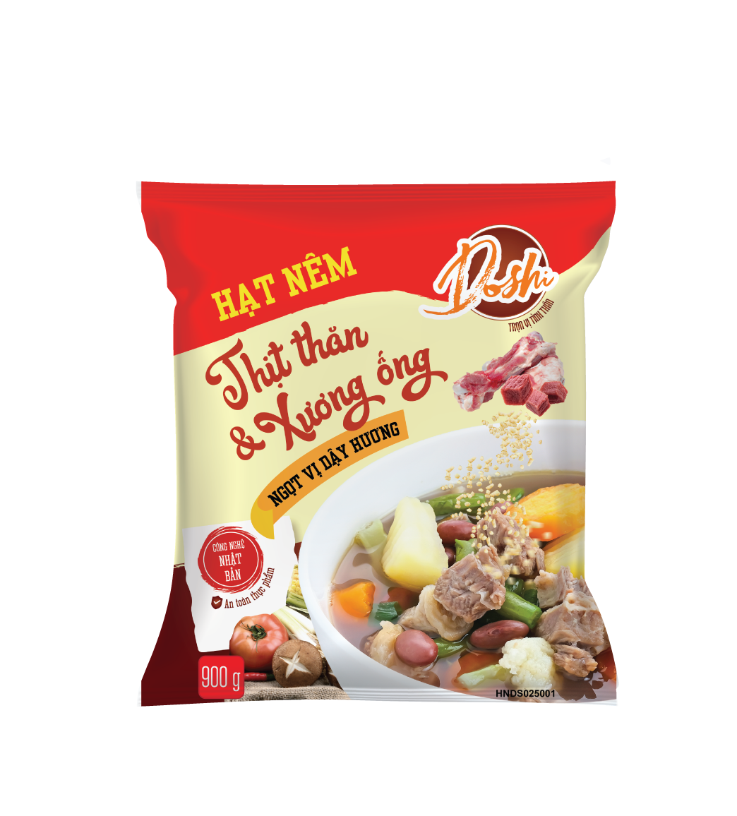 Hạt nêm thịt thăn & xương ống Doshi 900g (6 gói/thùng)