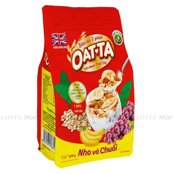 Oatta - Yến mạch trái cây Nho & Chuối 600gr