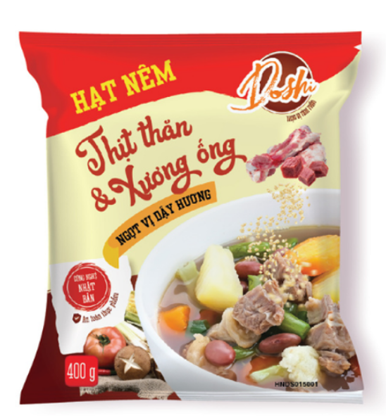 Hạt nêm thịt thăn & xương ống Doshi 400g kèm Nước chấm tam thái tử Nhị Ca 500ml (12 combo/thùng)