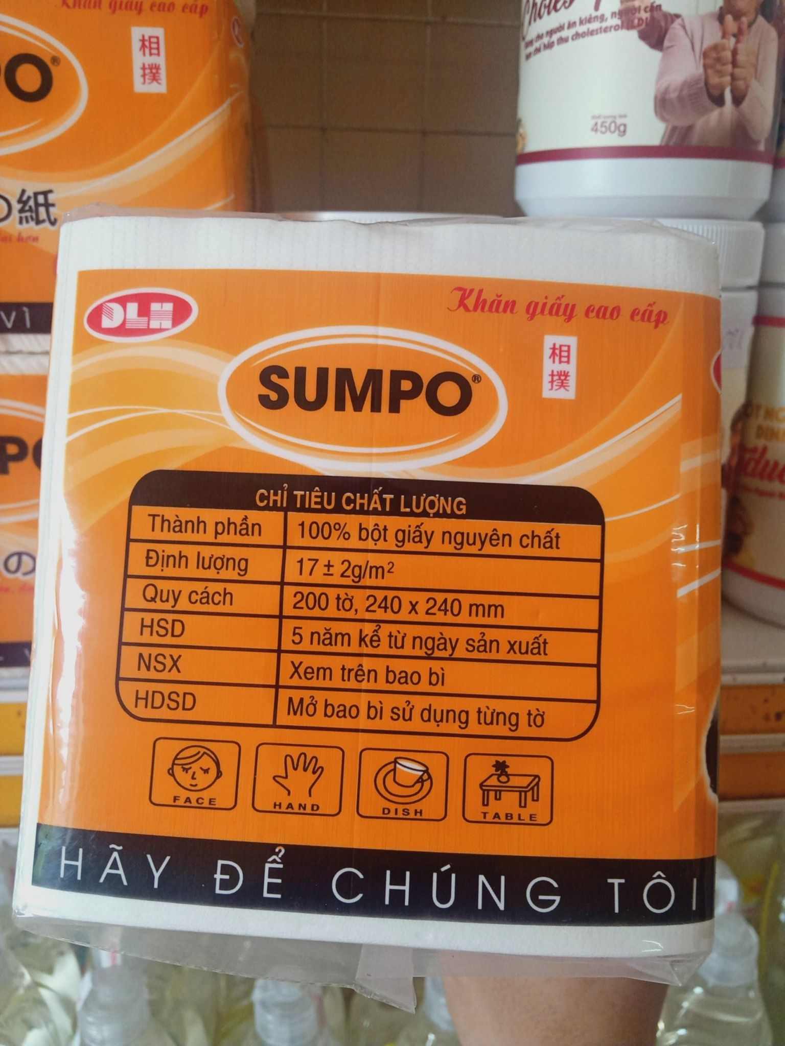 Khăn giấy Sumpo 240x240, 2 lớp 200 tờ