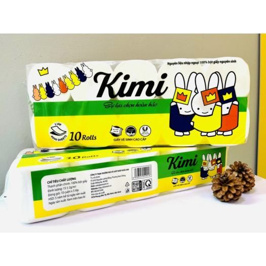 Giấy vệ sinh cao cấp Kimi siêu dai 10 cuộn 3 lớp 0.8kg