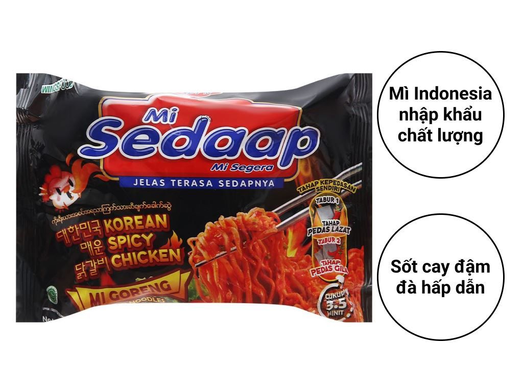 Mì trộn ăn liền vị gà cay Hàn quốc hiệu Sedaap 87g