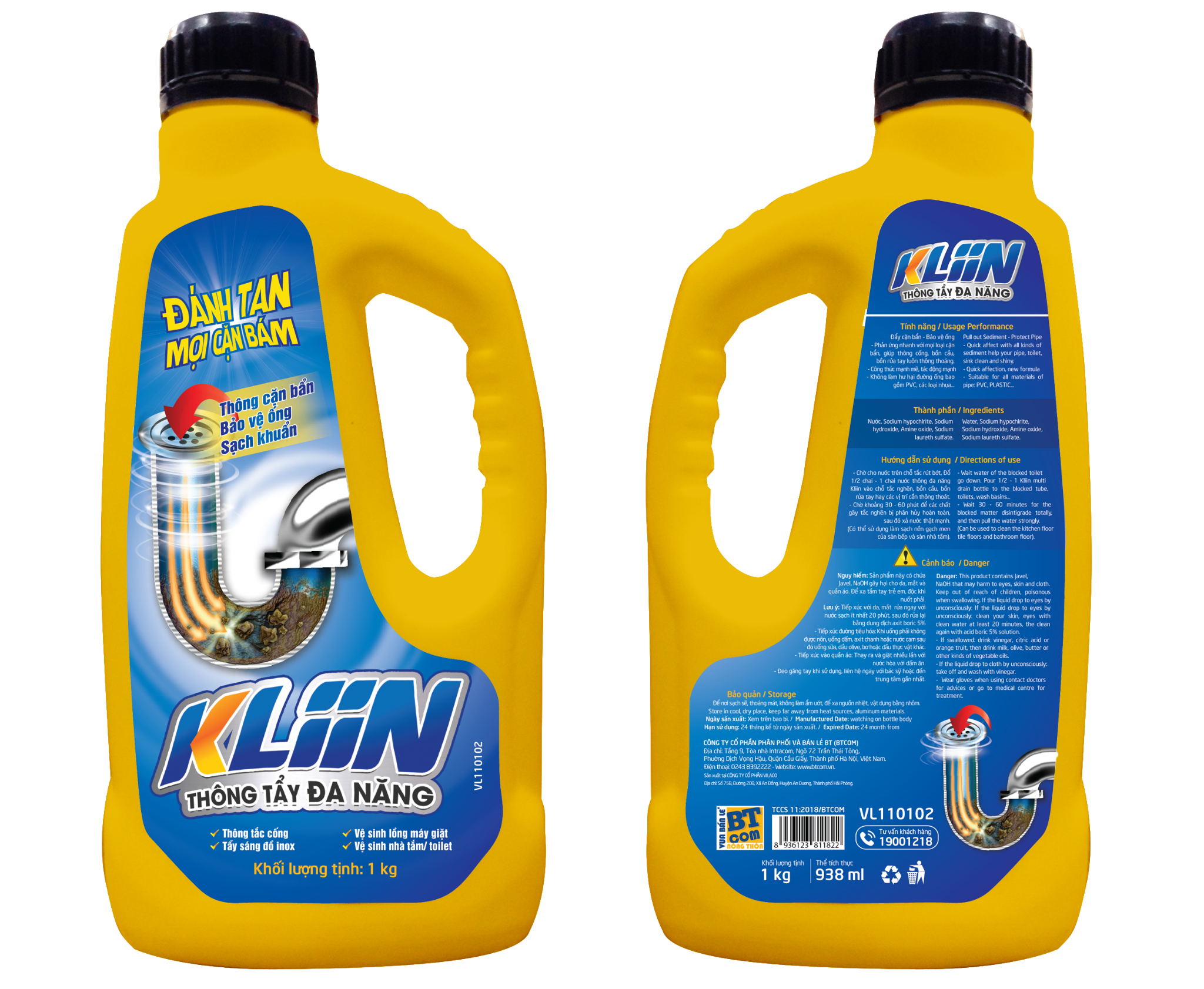 Thông tẩy đa năng Kliin 1Kg (12 chai/thùng)