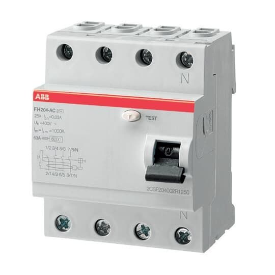 Cầu dao chống giật ABB 4P 25A 100MA (FH204 AC-25/0.1)