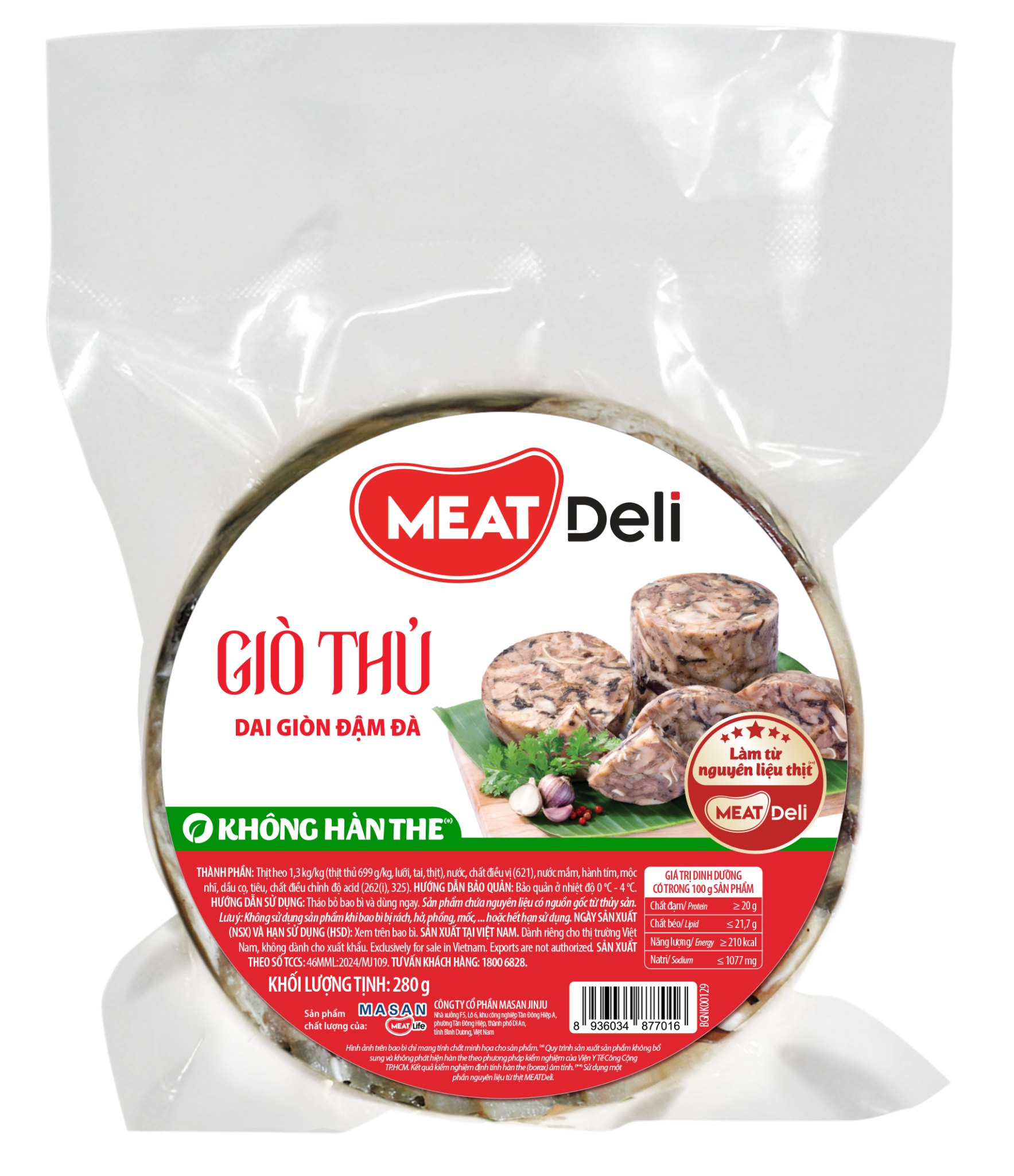 Giò thủ cắt khoanh MEATDeli 280gr