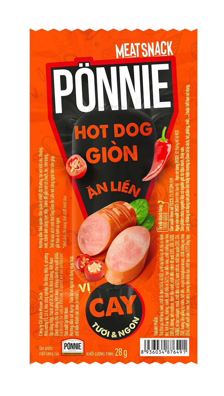 Hotdog Ponnie giòn ăn liền vị cay 28gr