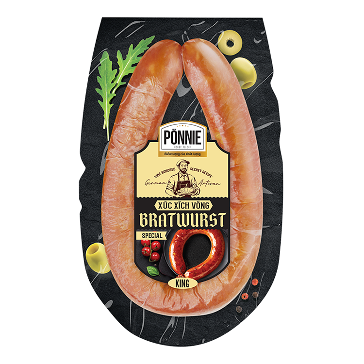 Xúc xích thanh trùng Ponnie Super Premium vòng xông khói (200gr)