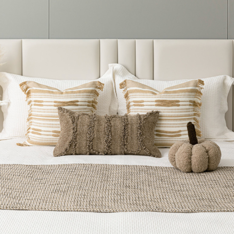 Chăn & Gối Phong Cách Tự Nhiên - Cotton & Linen Màu Be