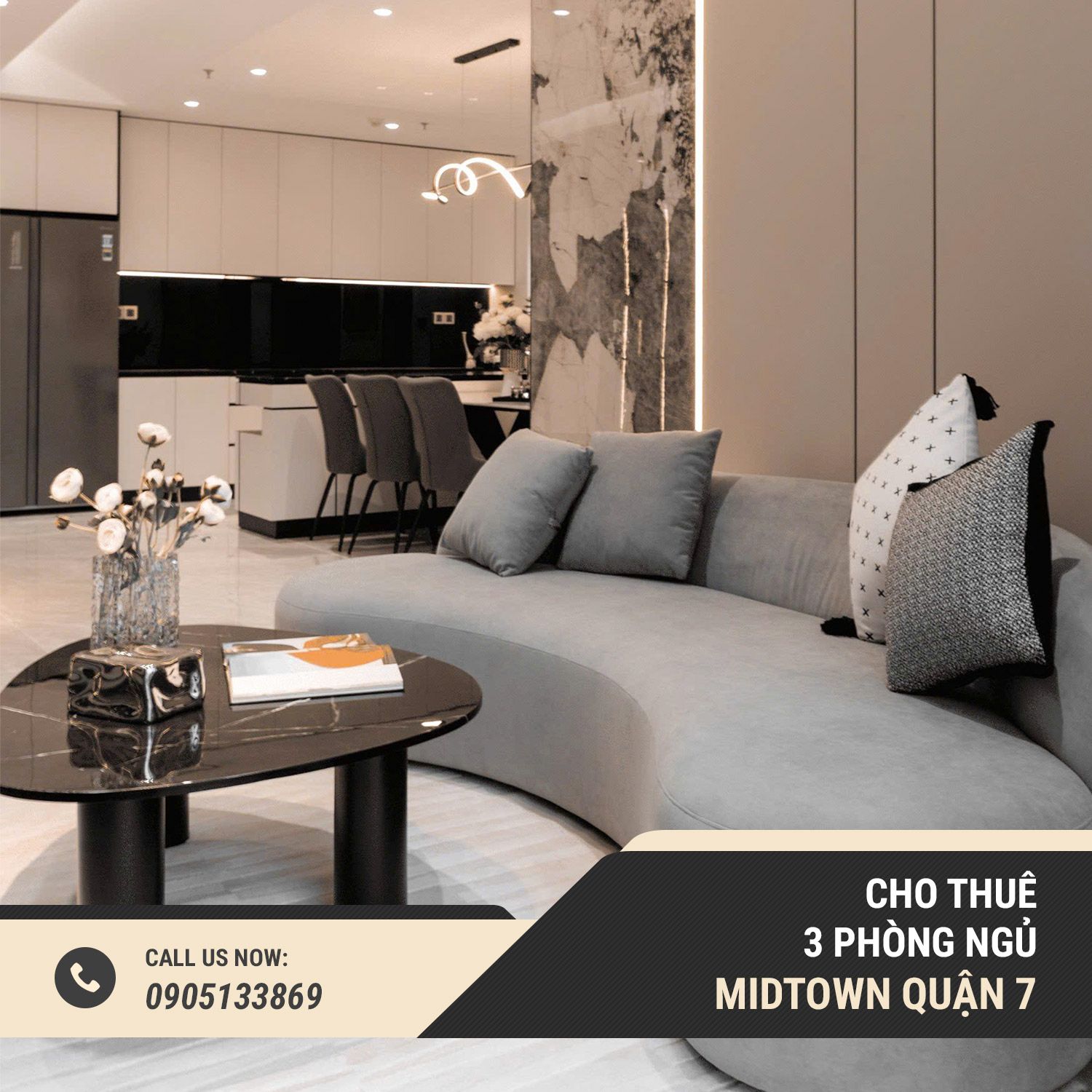 Cho thuê căn hộ 3PN MidTown Phú Mỹ Hưng - Nội thất hiện đại