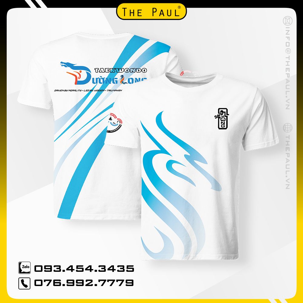 Áo thun cổ tròn chuyển nhiệt Taekwondo Đường Long
