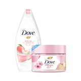 Set 2 món Dove Tẩy bào chết + Sữa tắm - Hương Hoa anh đào - 300g + 160g