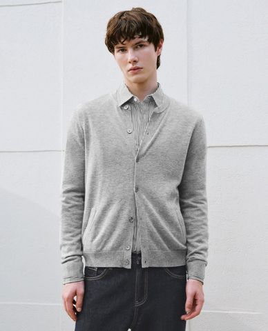URBAN REVIVO - Áo khoác nam cardigan tay dài thanh lịch
