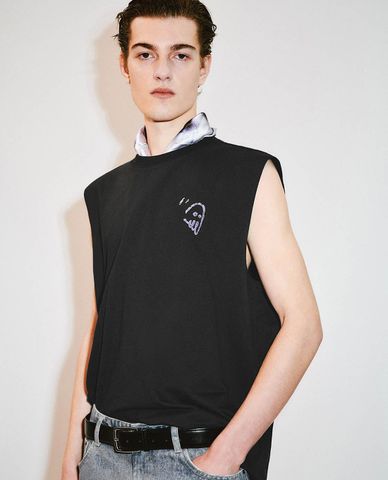 URBAN REVIVO - Áo ba lỗ nam cổ tròn phối hình in