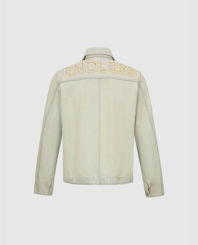 URBAN REVIVO - Áo khoác denim nam cổ bẻ tay dài thời trang