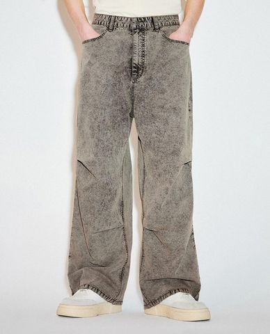 URBAN REVIVO - Quần jeans nam ống rộng lưng thun