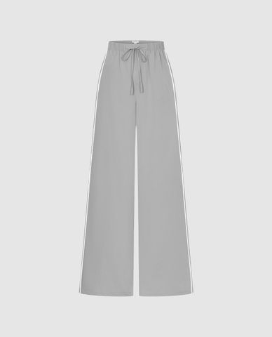 URBAN REVIVO - Quần nữ ống rộng lưng thun phối dây rút