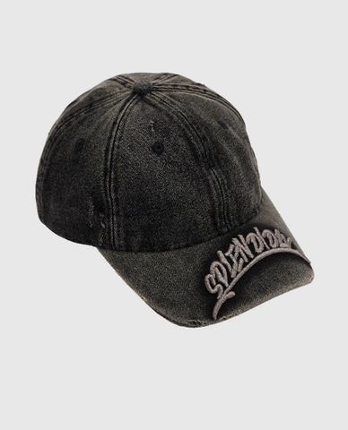 URBAN REVIVO - Nón bóng chày nam wash bạc Letter Embossed Denim