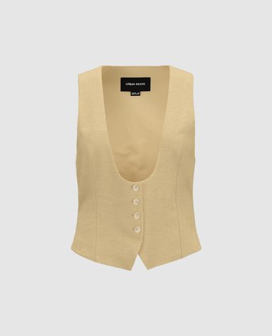 URBAN REVIVO - Áo khoác gilet nữ cổ chữ U thời thượng