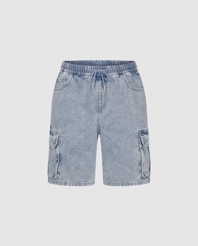 URBAN REVIVO - Quần short jeans nam lưng thun phối túi hộp