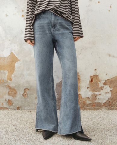 URBAN REVIVO - Quần jeans nữ ống rộng thời trang