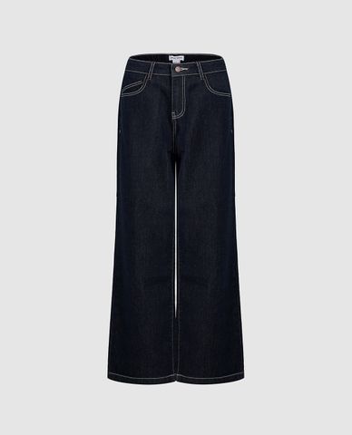 URBAN REVIVO - Quần jeans nữ ống rộng thời trang