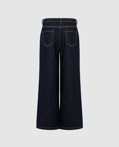 URBAN REVIVO - Quần jeans nữ ống rộng thời trang